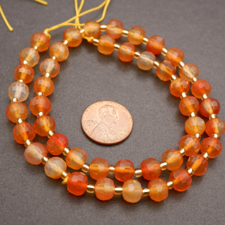 Orange Carnelian Agate · Faceted · Rondelle · 6x8mm, Tejas Beads, Beads