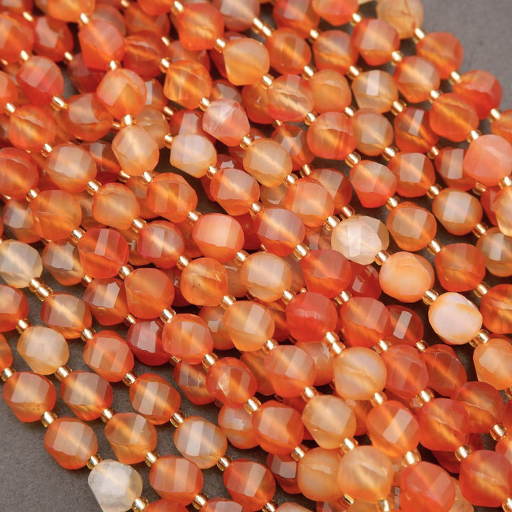 Orange Carnelian Agate · Faceted · Spiral Sphere · 8mm, 10mm, Tejas Beads, Beads