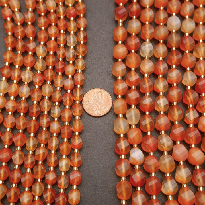 Orange Carnelian Agate · Faceted · Spiral Sphere · 8mm, 10mm, Tejas Beads, Beads
