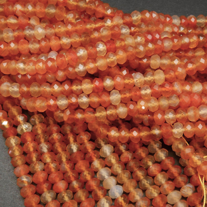 Faceted Orange Carnelian Beads.