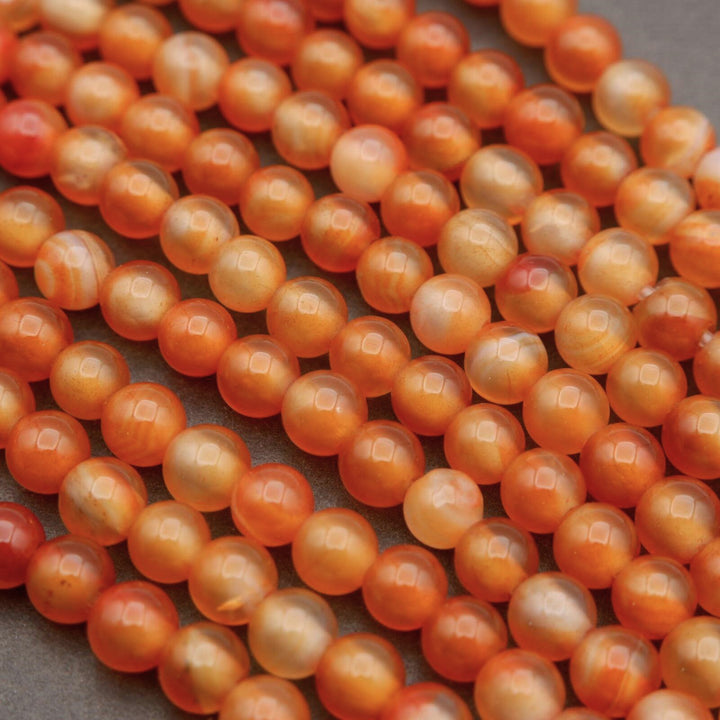 Orange Carnelian Agate · Smooth · Round · 6mm, 8mm, 10mm · Large Hole · 1/2 Strand, Tejas Beads, Beads