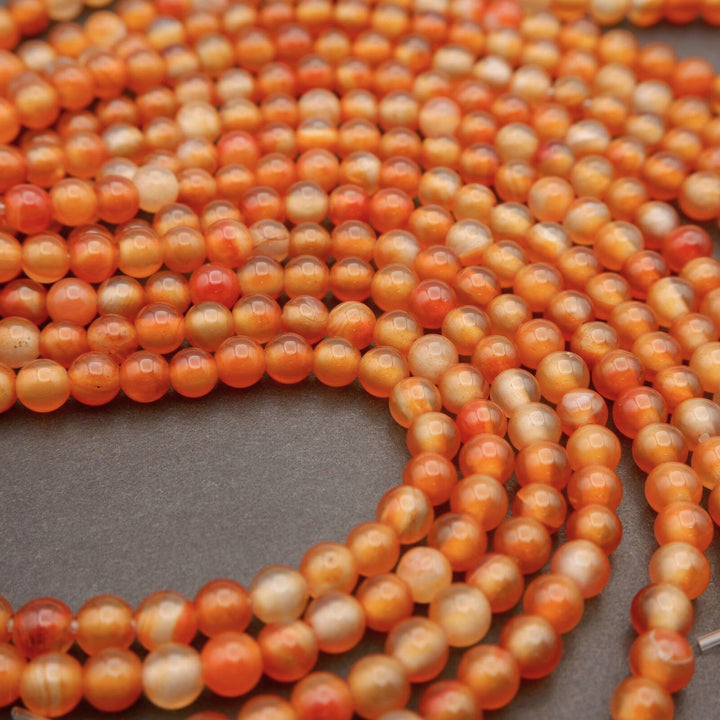 Orange Carnelian Agate · Smooth · Round · 6mm, 8mm, 10mm · Large Hole · 1/2 Strand, Tejas Beads, Beads