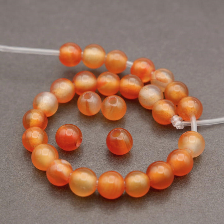Orange Carnelian Agate · Smooth · Round · 6mm, 8mm, 10mm · Large Hole · 1/2 Strand, Tejas Beads, Beads