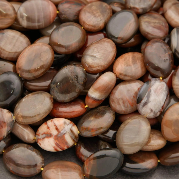 Petrified Wood · Smooth · Oval · 8mm, 10mm, 12mm, 13mm, Tejas Beads, Beads