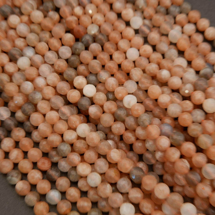 Multicolor Peach Moonstone · Faceted · Round · 6mm, Tejas Beads, Beads