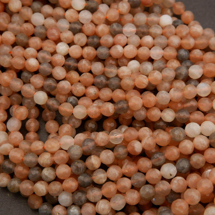 Multicolor Peach Moonstone · Faceted · Round · 6mm, Tejas Beads, Beads