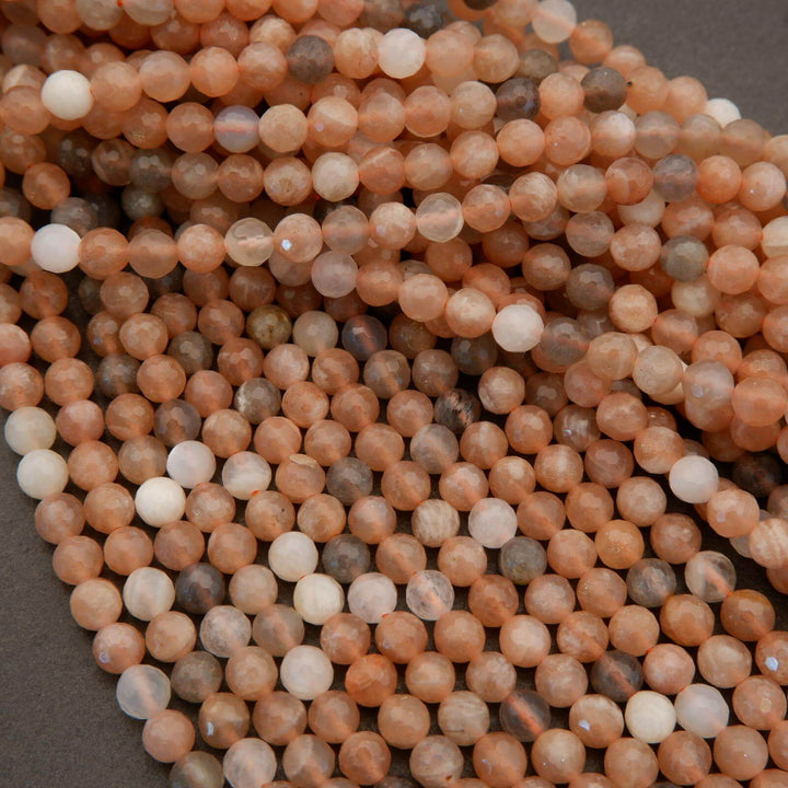 Multicolor Peach Moonstone · Faceted · Round · 6mm, Tejas Beads, Beads