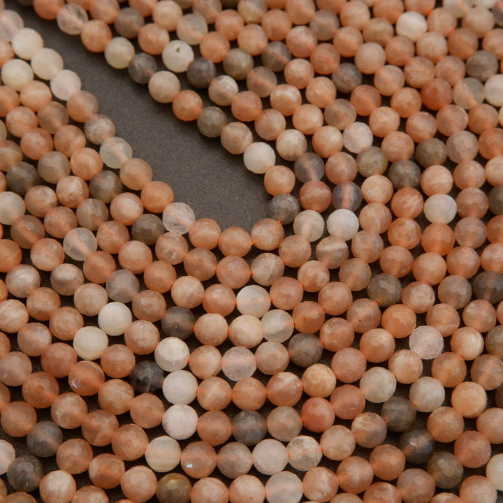 Multicolor Peach Moonstone · Faceted · Round · 6mm, Tejas Beads, Beads