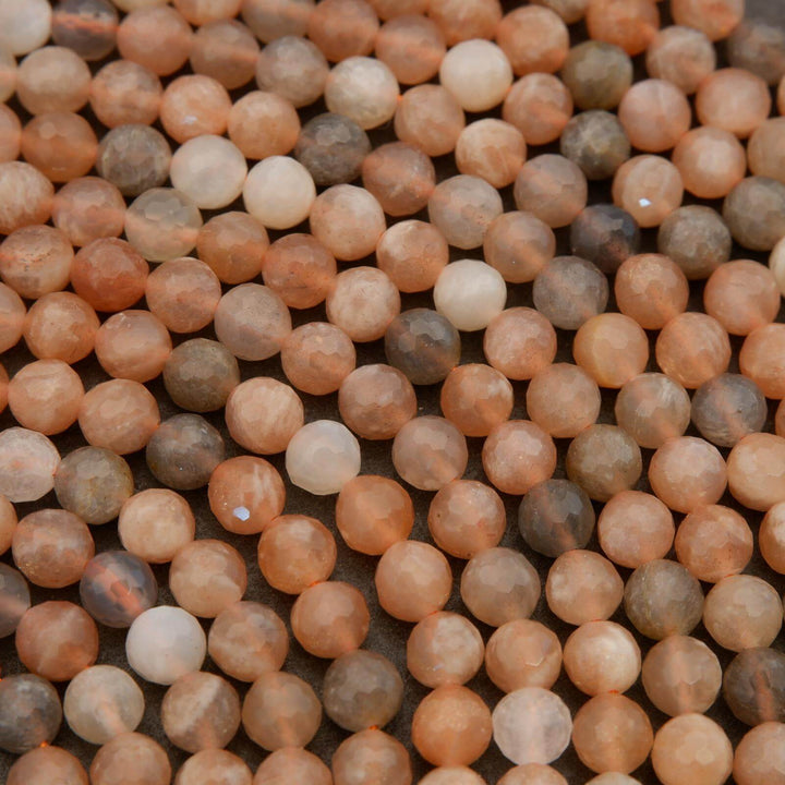 Multicolor Peach Moonstone · Faceted · Round · 6mm, Tejas Beads, Beads