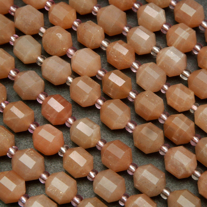 Energy prism peach moonstone beads.