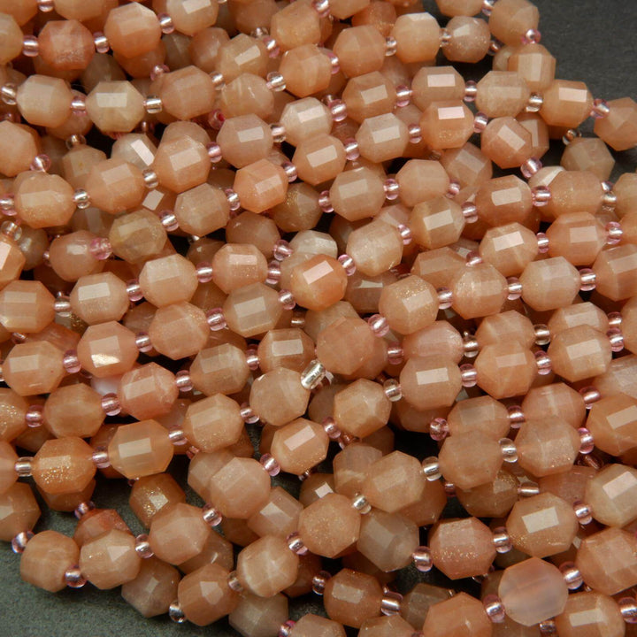 Energy prism peach moonstone beads.