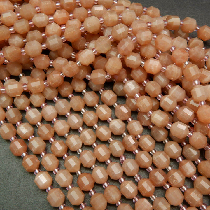 Energy prism peach moonstone beads.