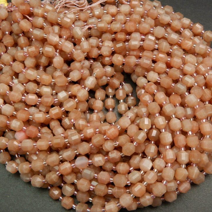 Energy prism peach moonstone beads.