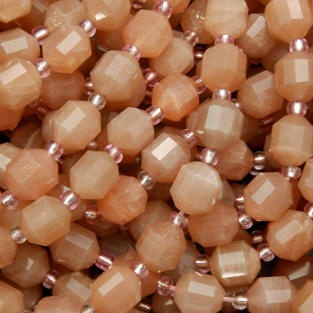 Energy prism peach moonstone beads.