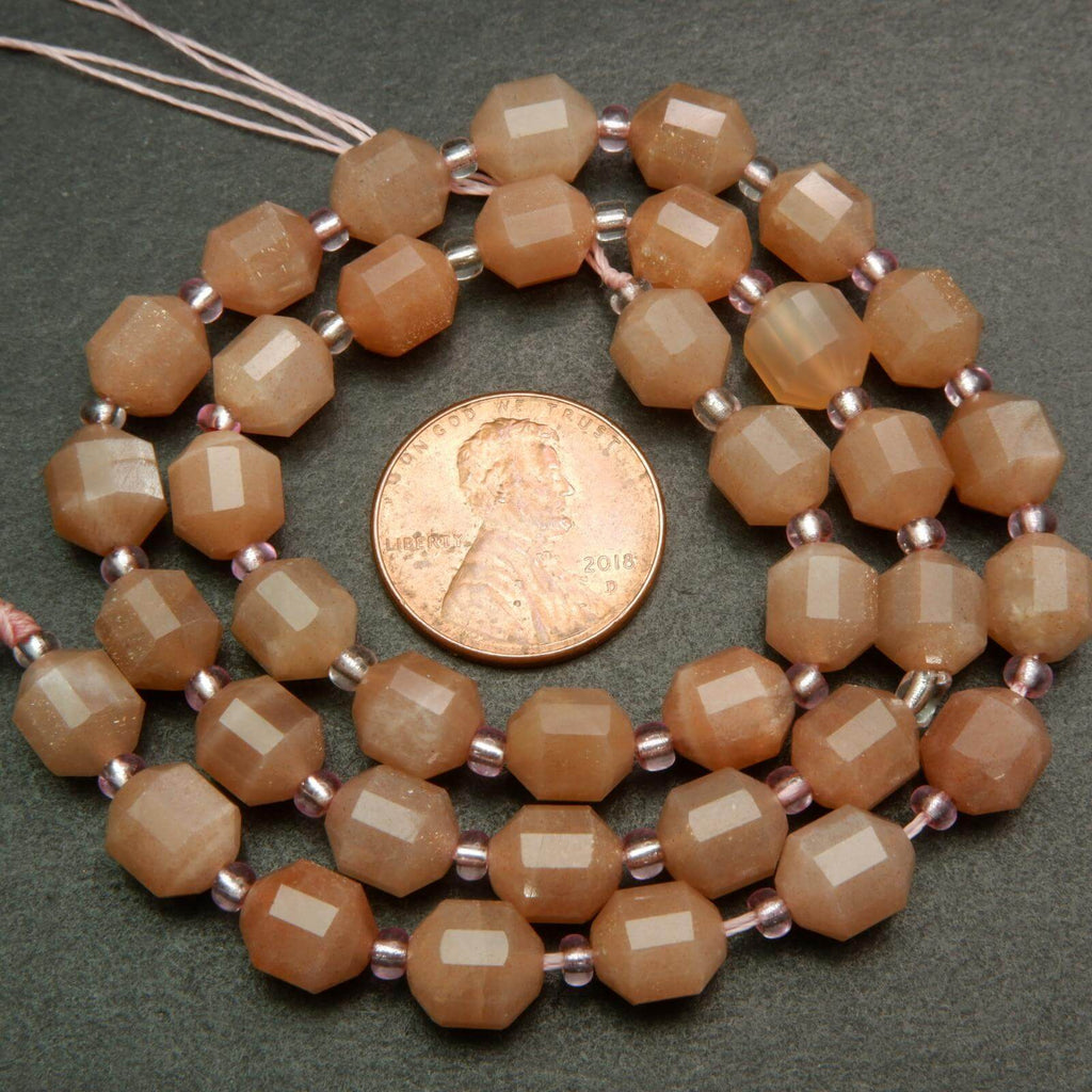 Energy prism peach moonstone beads.