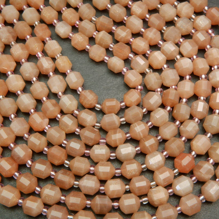 Energy prism peach moonstone beads.