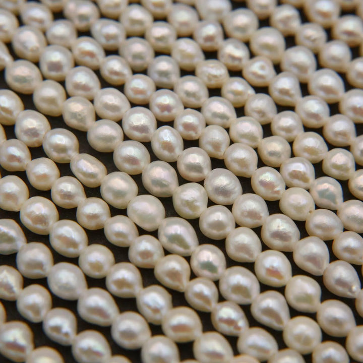 Freshwater Pearl A · Baroque Semi Round · White · 3mm, Tejas Beads, Beads