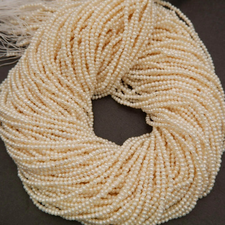 Freshwater Pearl A · Semi Round · White · 2.5mm, Tejas Beads, Beads