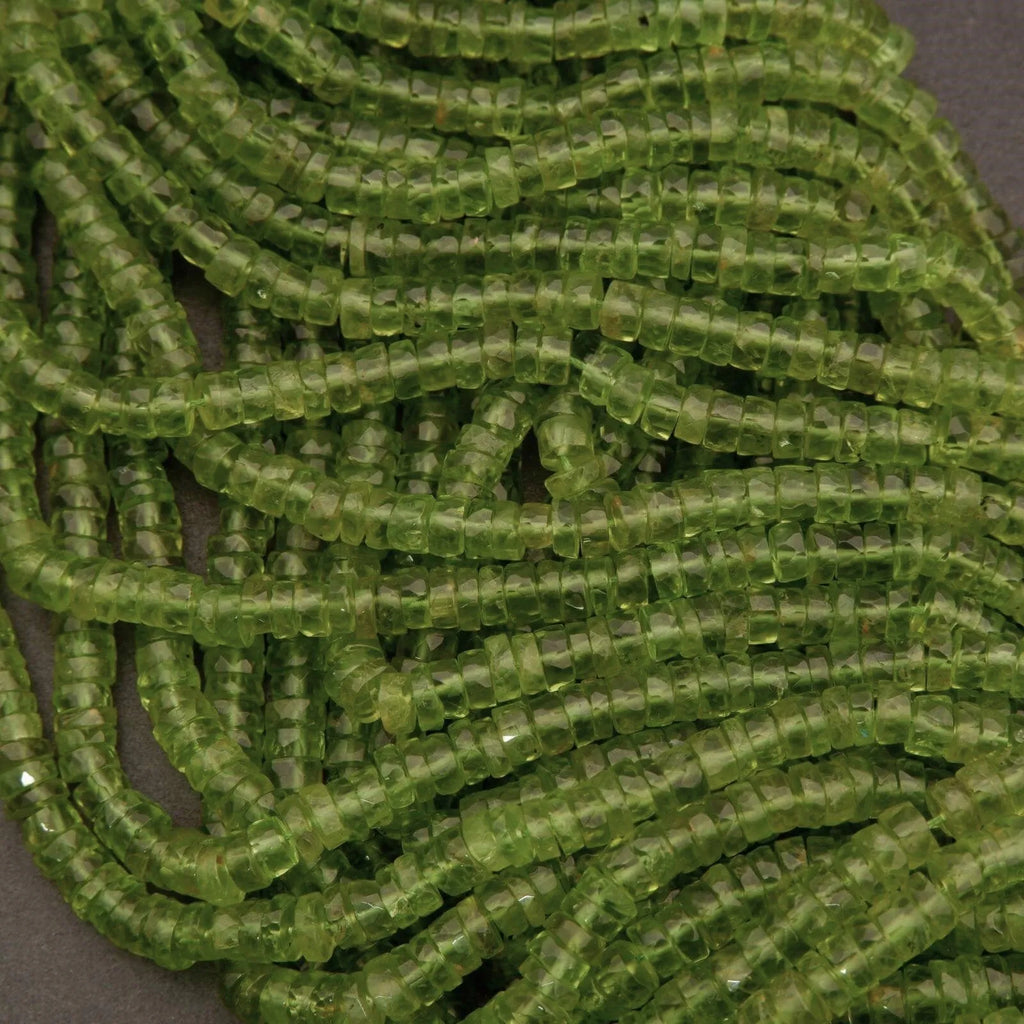 Peridot A+ · Faceted · Heishi · 5mm, 6mm, 7mm, Tejas Beads, Beads