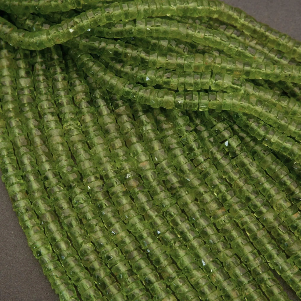 Peridot A+ · Faceted · Heishi · 5mm, 6mm, 7mm, Tejas Beads, Beads