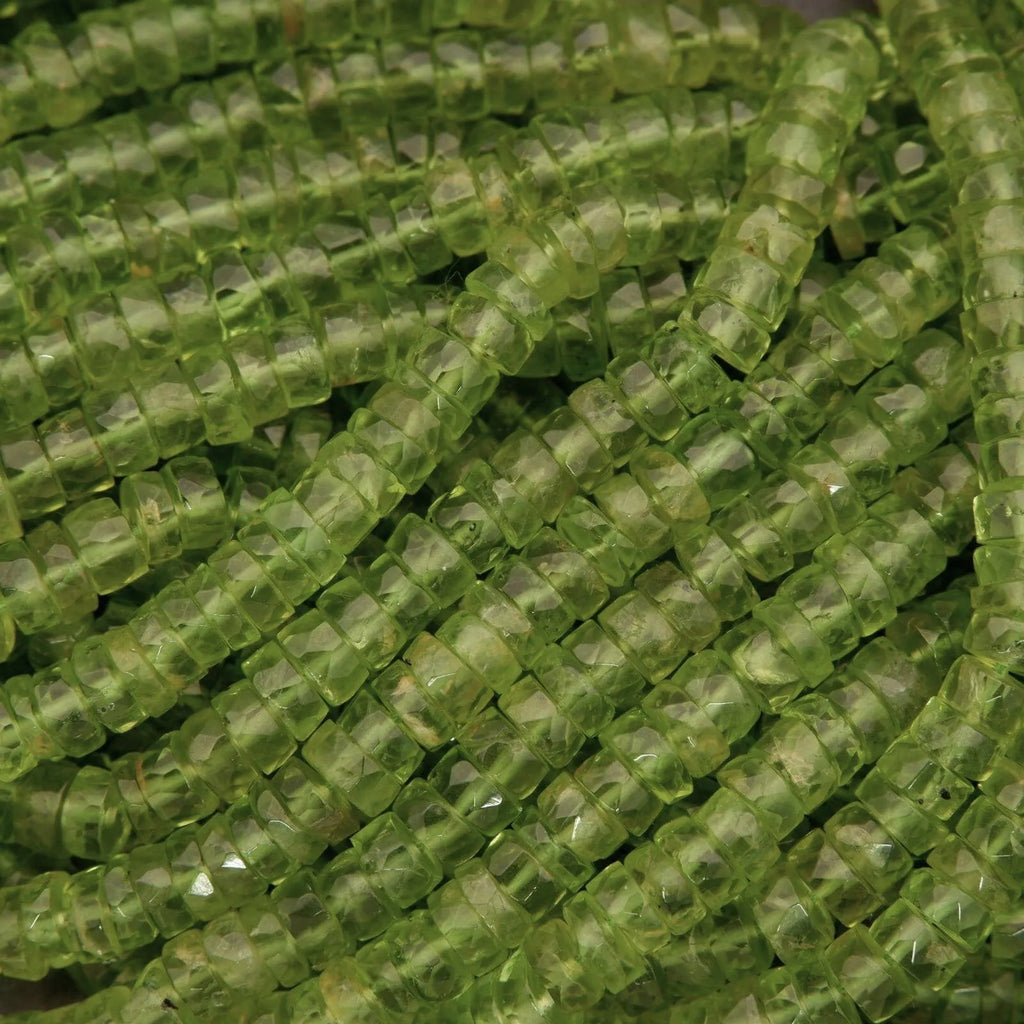 Peridot A+ · Faceted · Heishi · 5mm, 6mm, 7mm, Tejas Beads, Beads