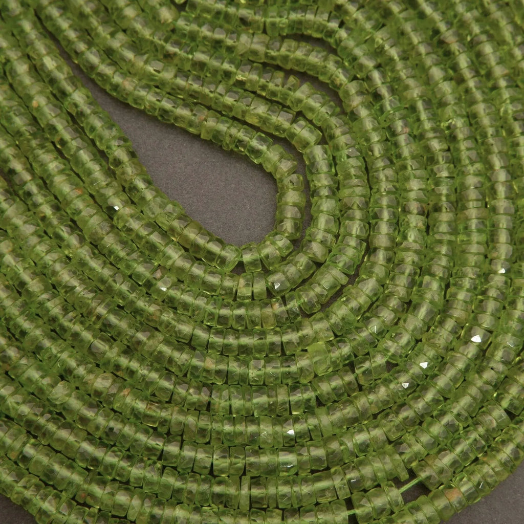 Peridot A+ · Faceted · Heishi · 5mm, 6mm, 7mm, Tejas Beads, Beads