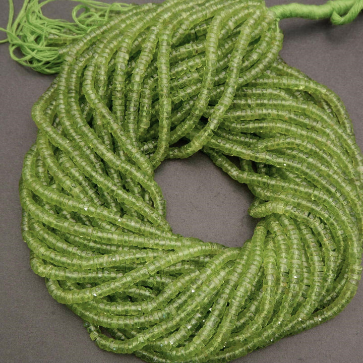 Peridot A+ · Faceted · Heishi · 4mm, 5mm, Tejas Beads, Beads