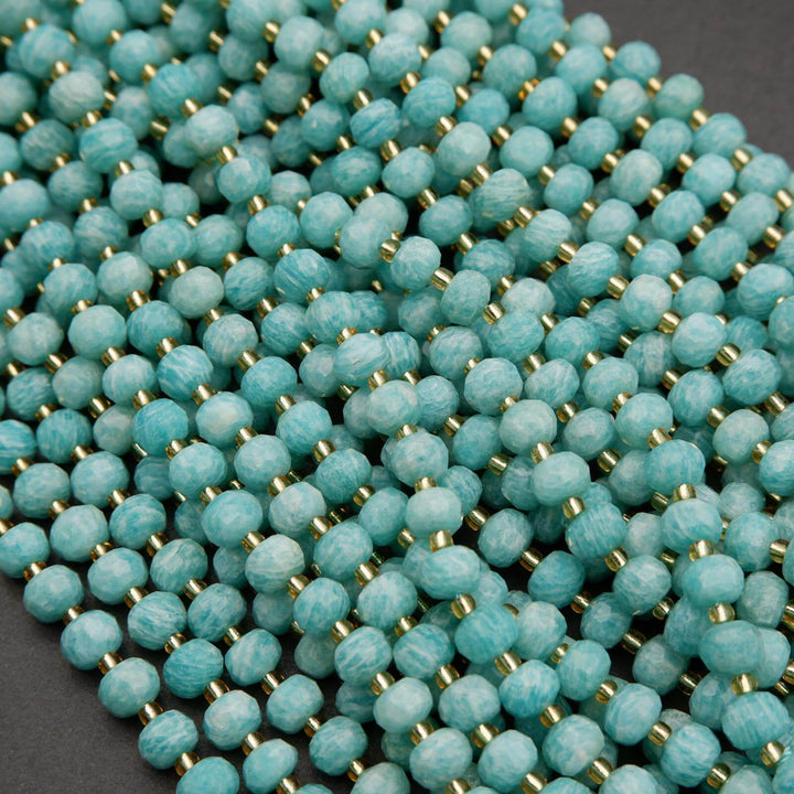 Peruvian Amazonite A+ · Faceted · Rondelle · 6x8mm, Tejas Beads, Beads