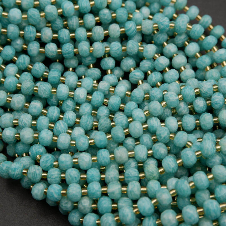 Peruvian Amazonite A+ · Faceted · Rondelle · 6x8mm, Tejas Beads, Beads
