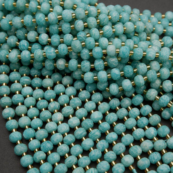Peruvian Amazonite A+ · Faceted · Rondelle · 6x8mm, Tejas Beads, Beads