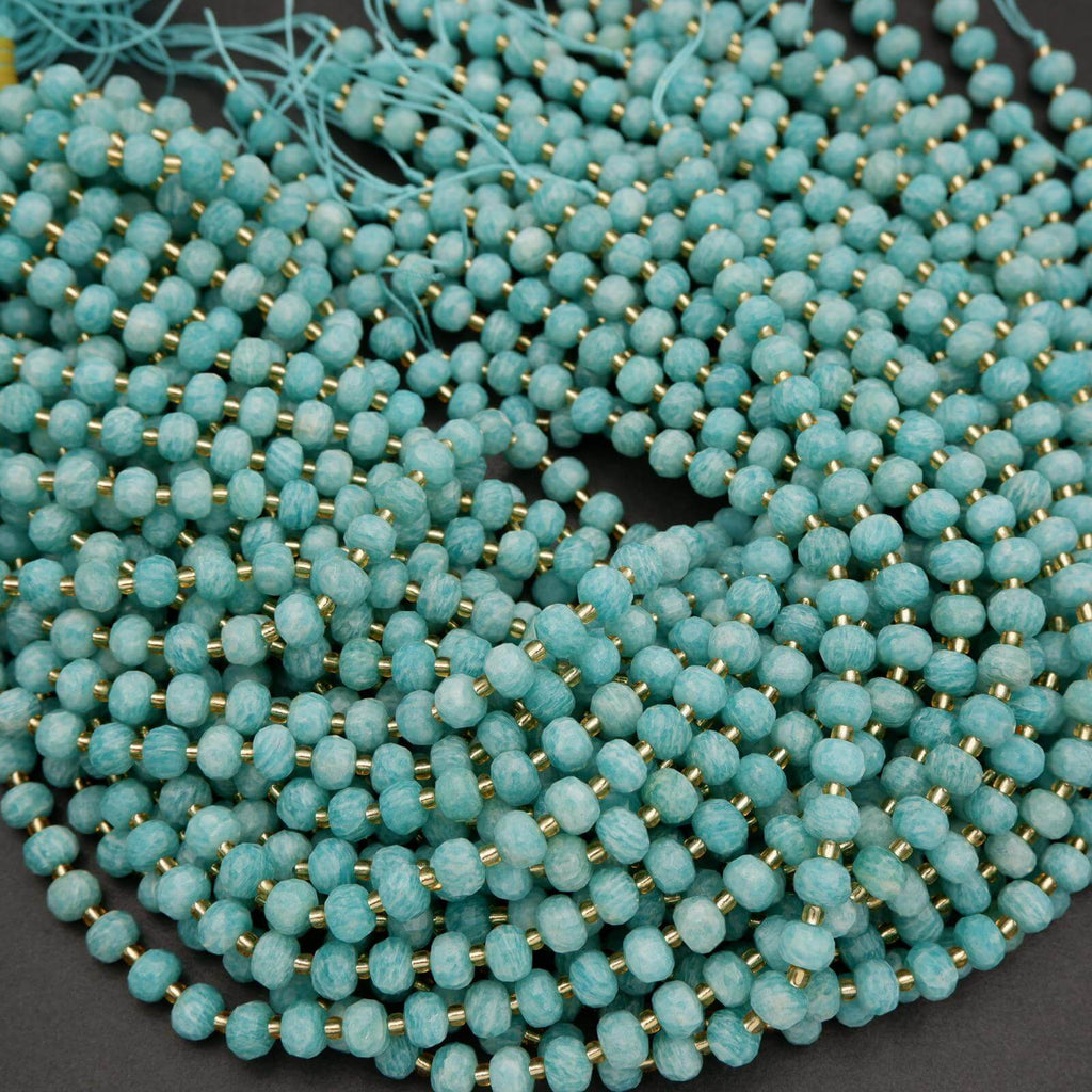Peruvian Amazonite A+ · Faceted · Rondelle · 6x8mm, Tejas Beads, Beads