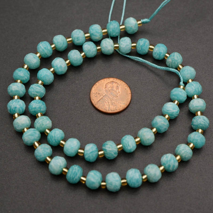 Peruvian Amazonite A+ · Faceted · Rondelle · 6x8mm, Tejas Beads, Beads
