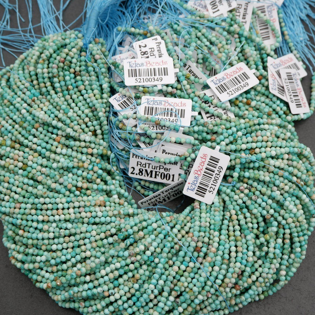 Sea green-blue faceted round beads.