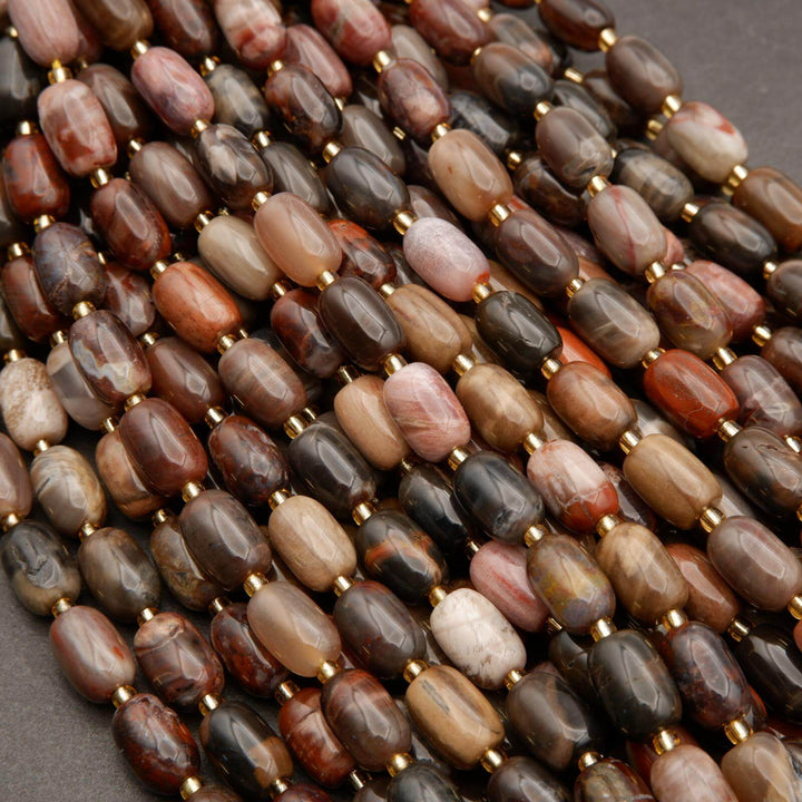 Petrified Wood · Smooth · Barrel · 8mm, 10mm, Tejas Beads, Beads