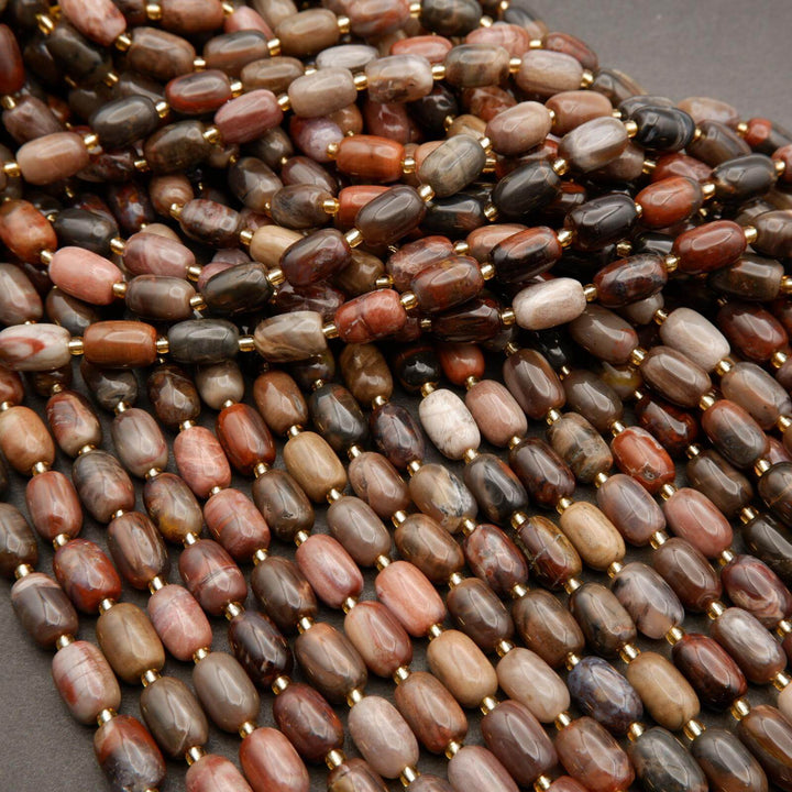 Petrified Wood · Smooth · Barrel · 8mm, 10mm, Tejas Beads, Beads