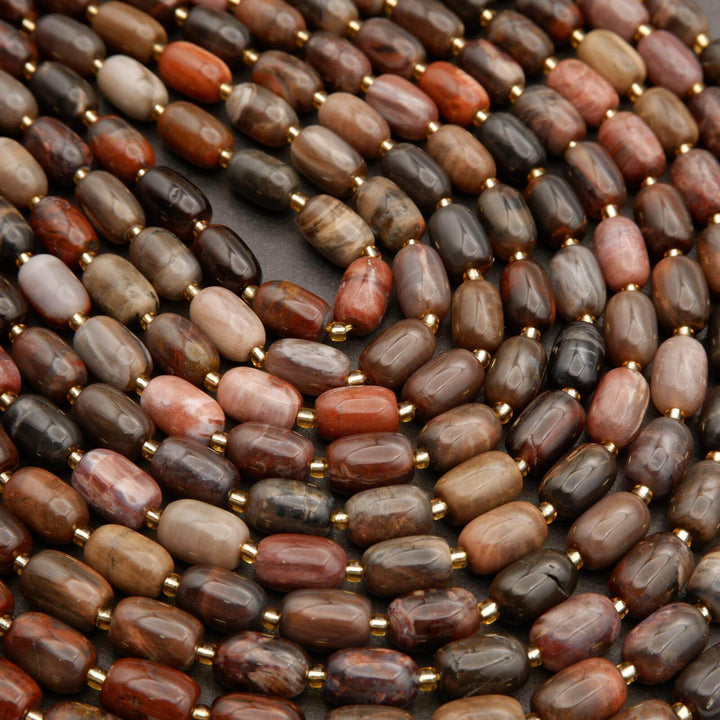 Petrified Wood · Smooth · Barrel · 8mm, 10mm, Tejas Beads, Beads
