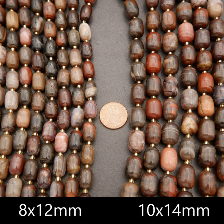 Petrified Wood · Smooth · Barrel · 8mm, 10mm, Tejas Beads, Beads