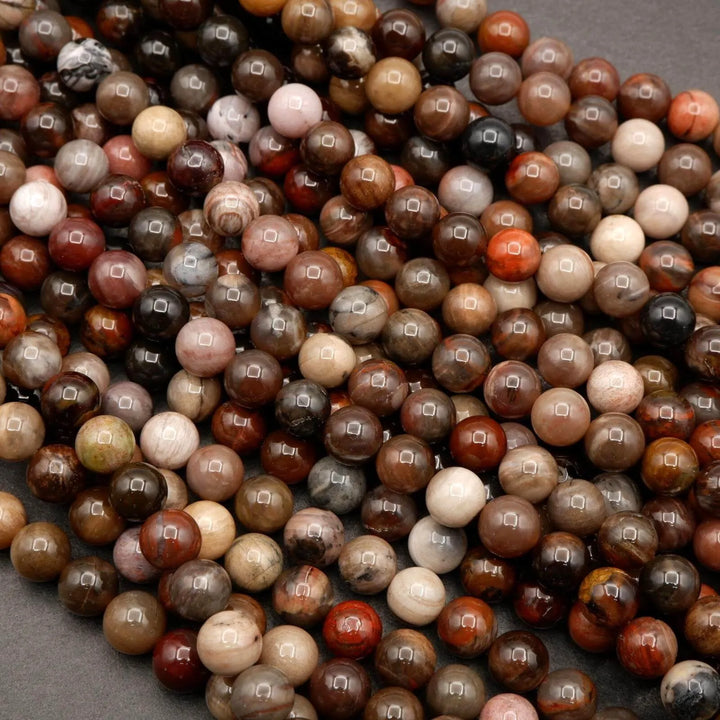 Petrified Wood · Smooth · Round · 4mm, 6mm, 8mm, 10mm, Tejas Beads, Beads