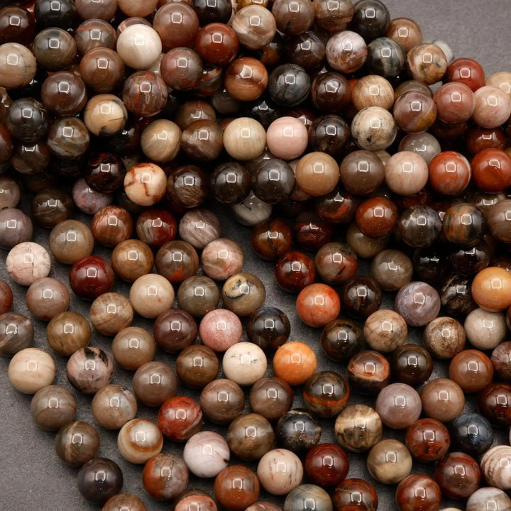 Petrified Wood · Smooth · Round · 4mm, 6mm, 8mm, 10mm, Tejas Beads, Beads