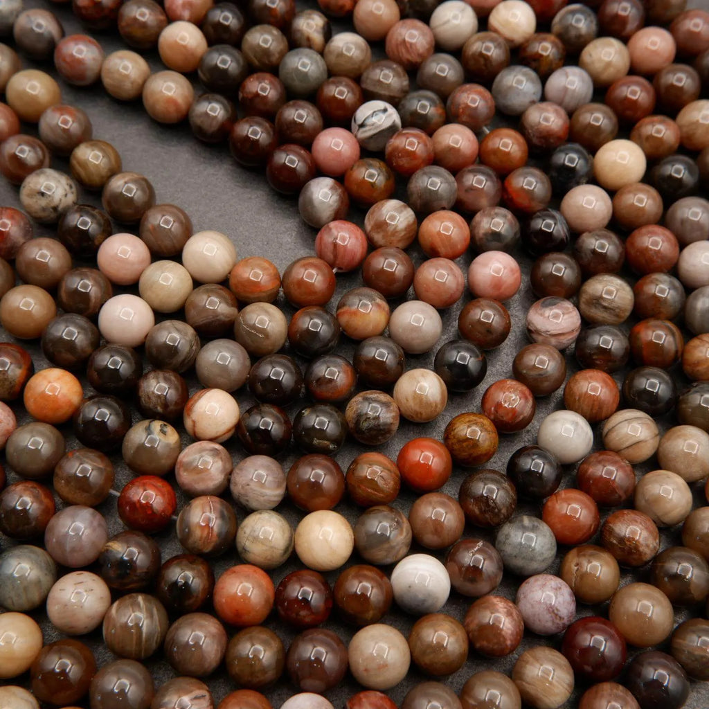 Petrified Wood · Smooth · Round · 4mm, 6mm, 8mm, 10mm, Tejas Beads, Beads