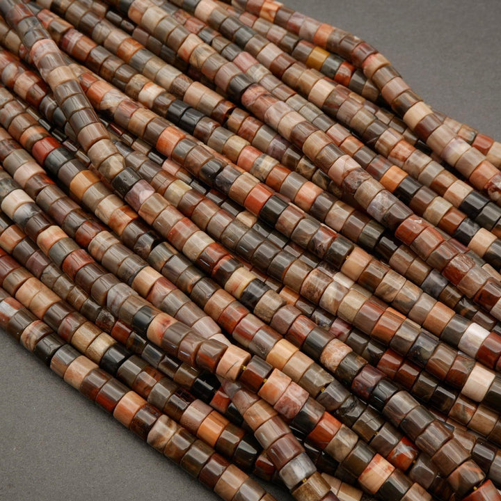 Petrified Wood · Smooth · Heishi · 8mm, Tejas Beads, Beads