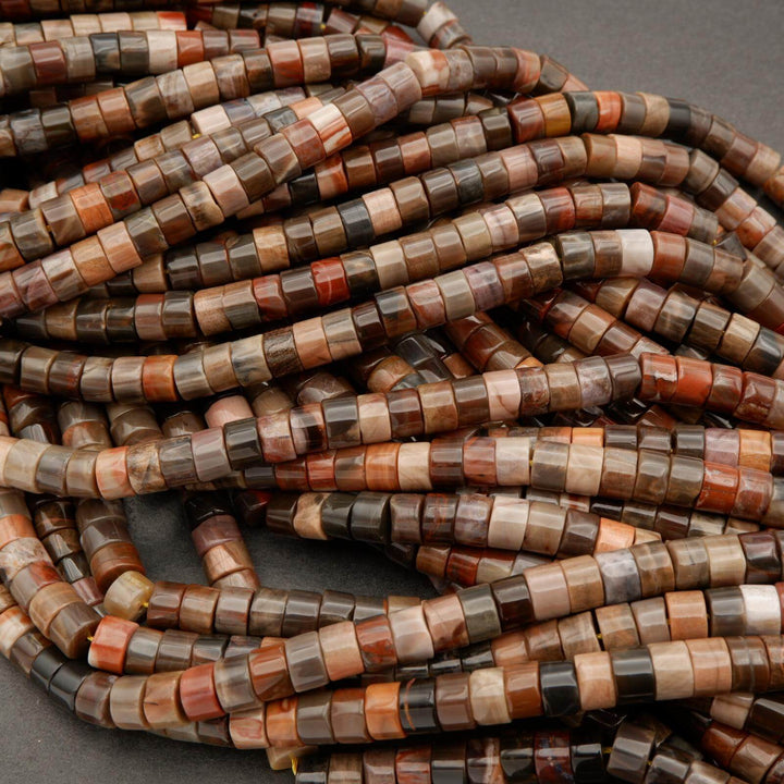 Petrified Wood · Smooth · Heishi · 8mm, Tejas Beads, Beads