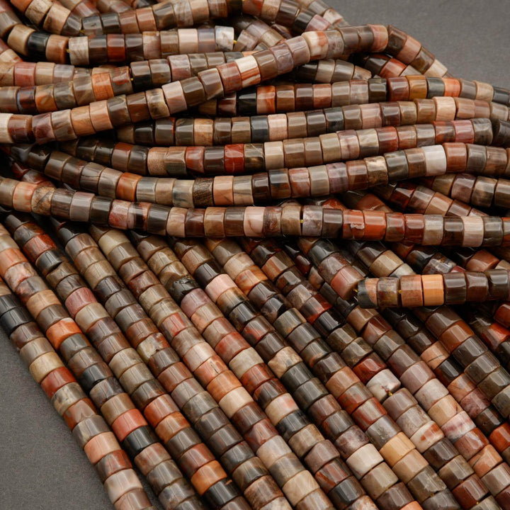 Petrified Wood · Smooth · Heishi · 8mm, Tejas Beads, Beads