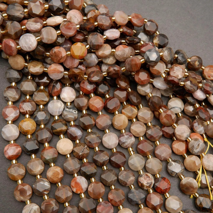 Petrified Wood · Faceted · Coin · 8mm, 10mm, Tejas Beads, Beads