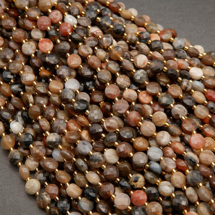Petrified Wood · Faceted · Coin · 6mm, Tejas Beads, Beads