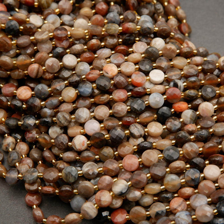 Petrified Wood · Faceted · Coin · 6mm, Tejas Beads, Beads