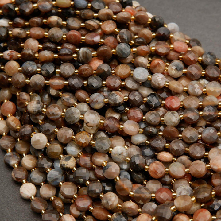 Petrified Wood · Faceted · Coin · 6mm, Tejas Beads, Beads