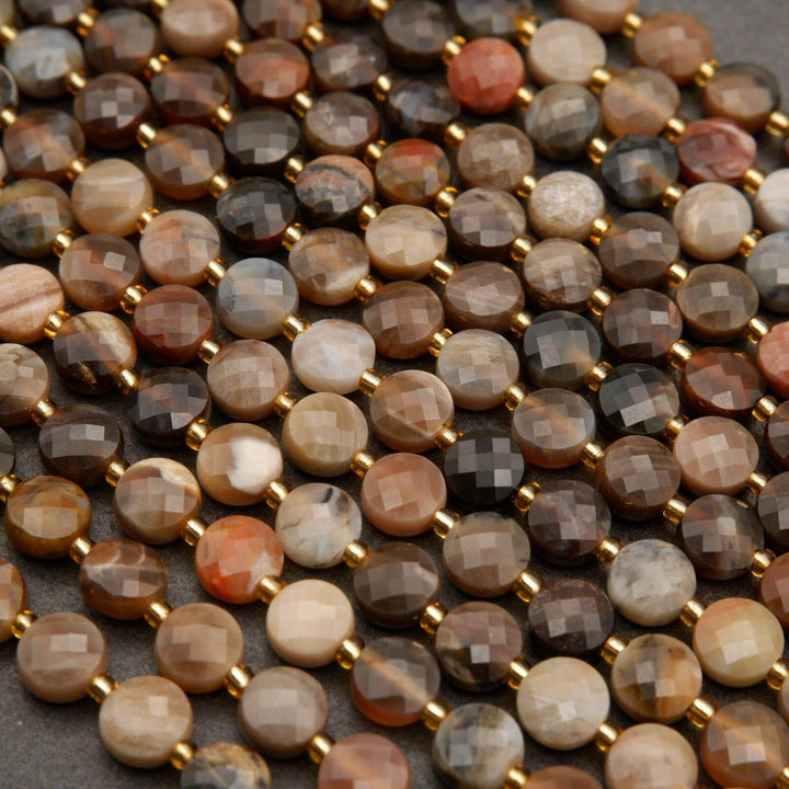 Petrified Wood · Faceted · Coin · 6mm, Tejas Beads, Beads