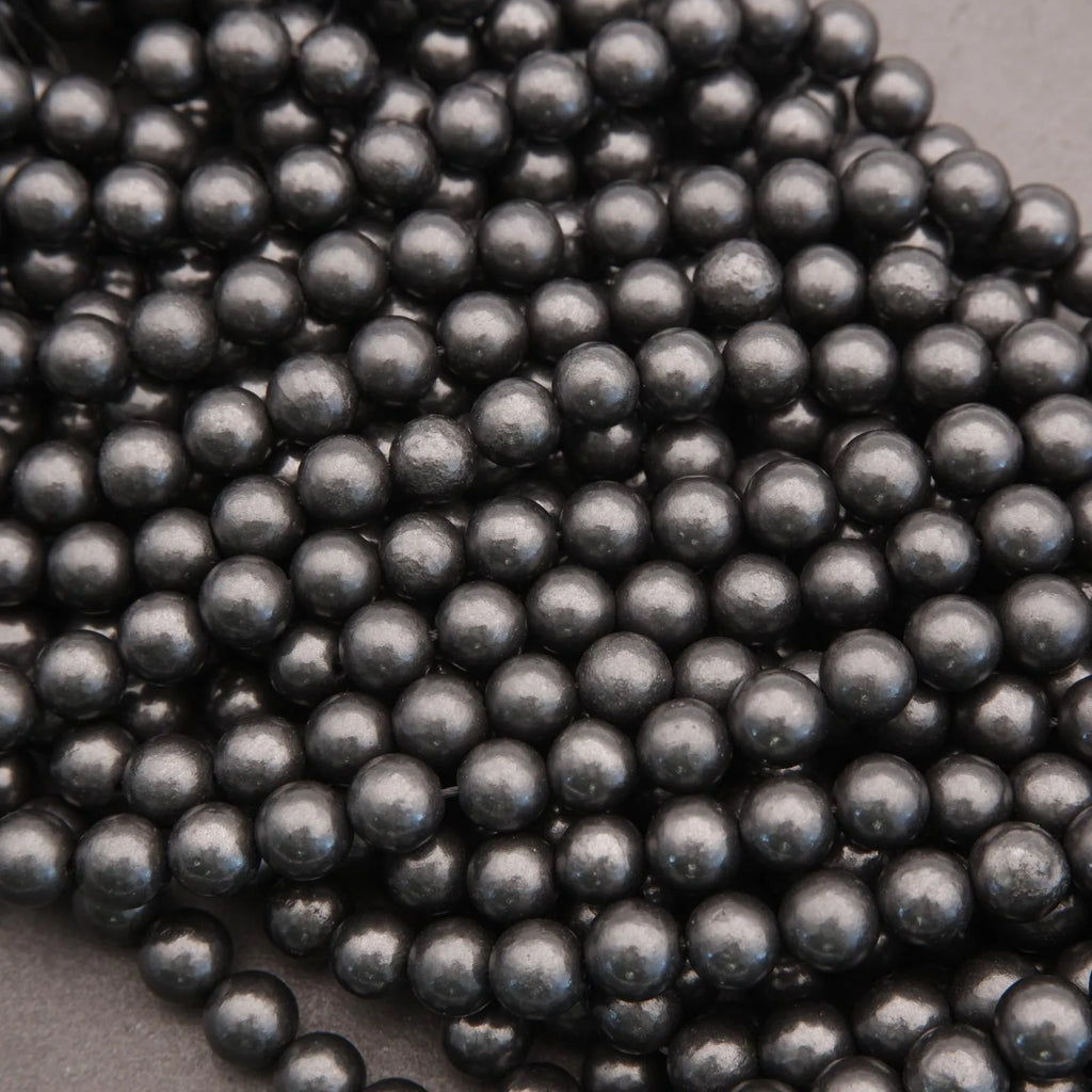 Metallic grey shungite beads