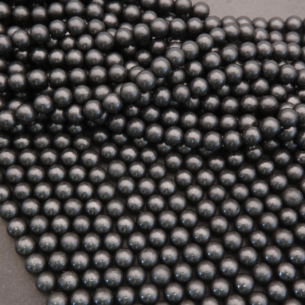 Metallic grey shungite beads